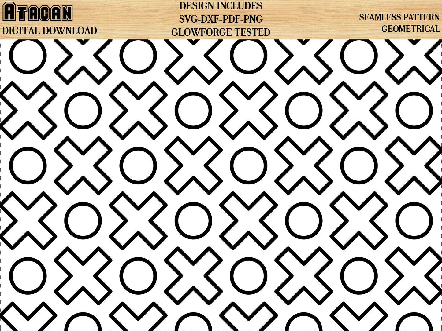 OXO seamless pattern SVG transparent repeat geometric svg files background OXO pattern clipart Glowforge Cricut file 053