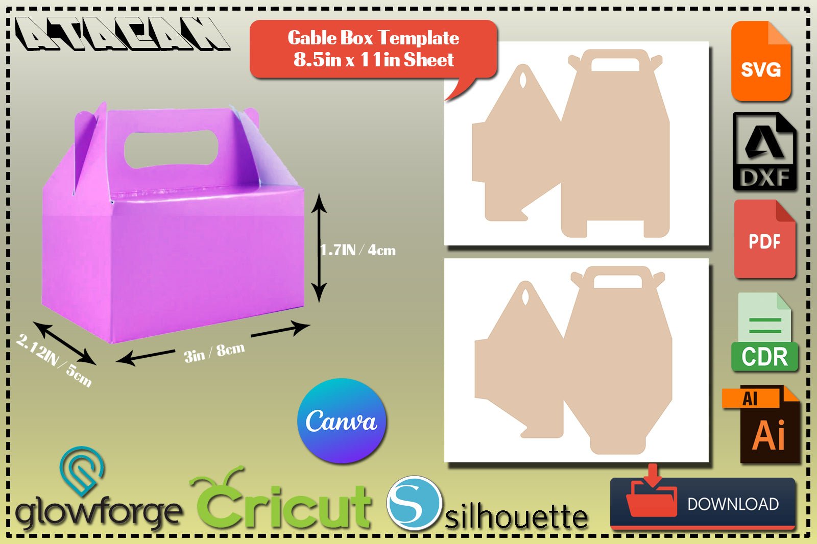 Party Favor Box / Candy Gift Box Template / Birthday Celebration Box