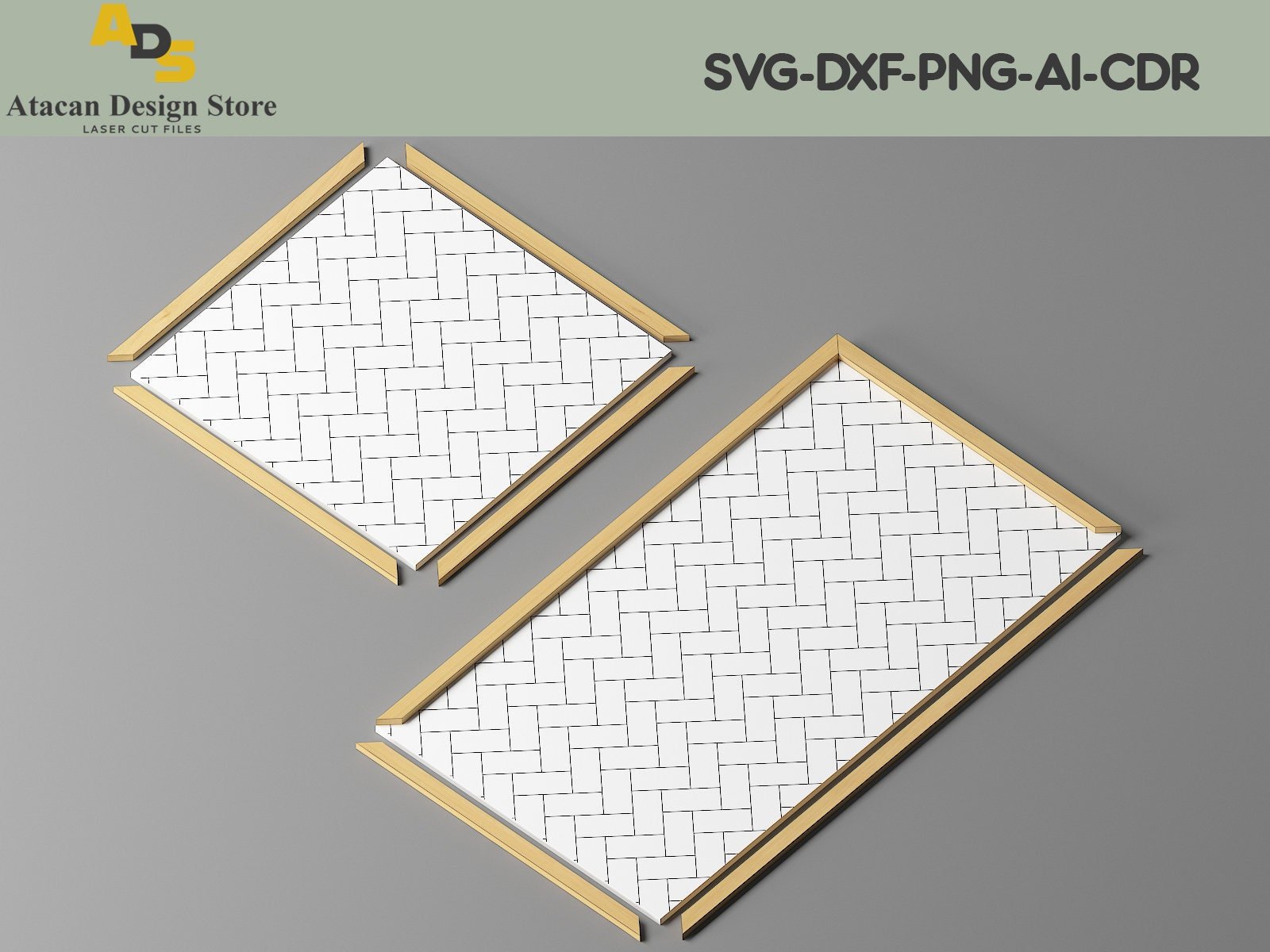 Patterns and Frame Bundle / Lightburn, Glowforge Laser Files / Herringbone, Tiles, Honeycomb and Cross Pattern SVG240