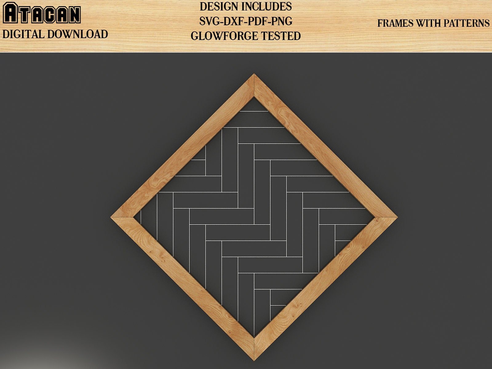 Patterns for Glowforge svg Herringbone Diamond Tile Brick Roof and Wood lines Pattern laser cut files 156