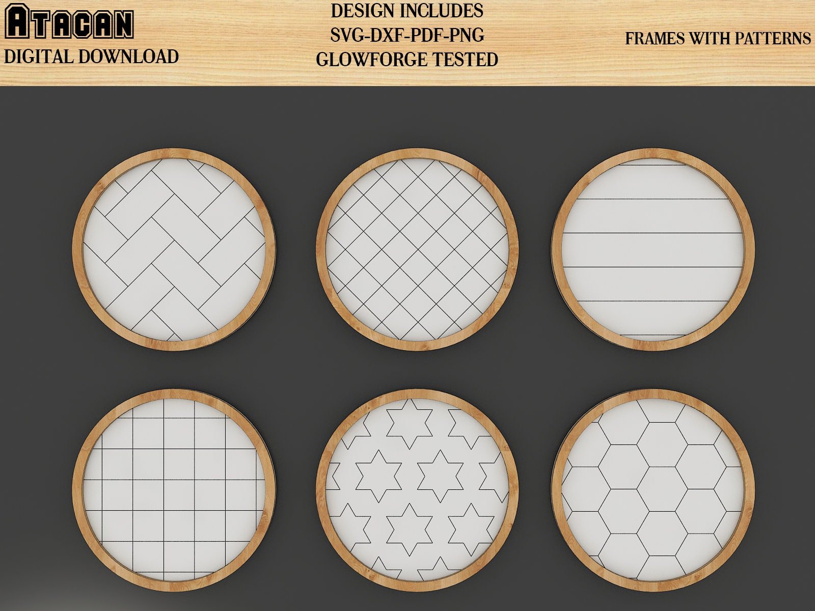 Patterns for Glowforge svg Herringbone Diamond Tile Star and Honeycomb Pattern laser cut files 151