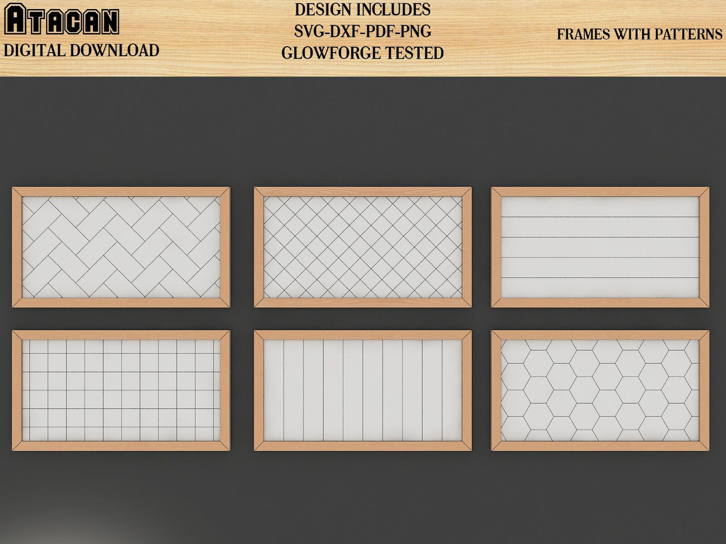 Patterns for Glowforge svg Herringbone Diamond Tile Star and Honeycomb Pattern laser cut files 153