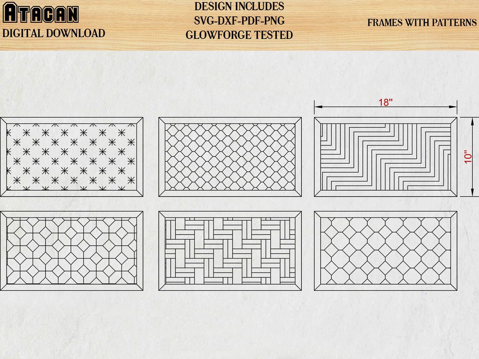 Patterns for Glowforge svg Herringbone Diamond Tile Star and Honeycomb Pattern laser cut files 153