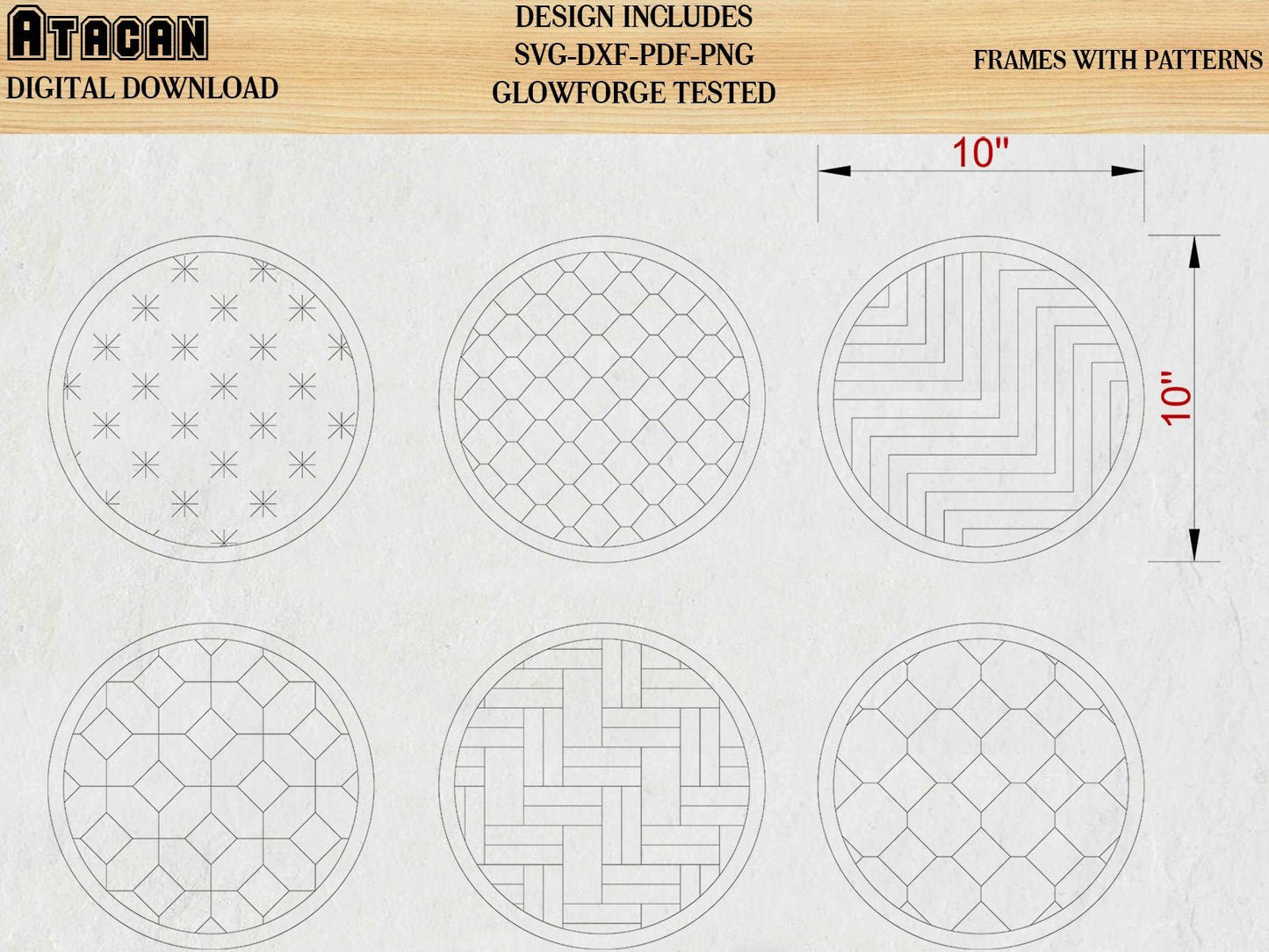 Patterns for Glowforge svg Herringbone Wire netting Diamond Tile Brick Stars and Wood lines Pattern laser cut files 159