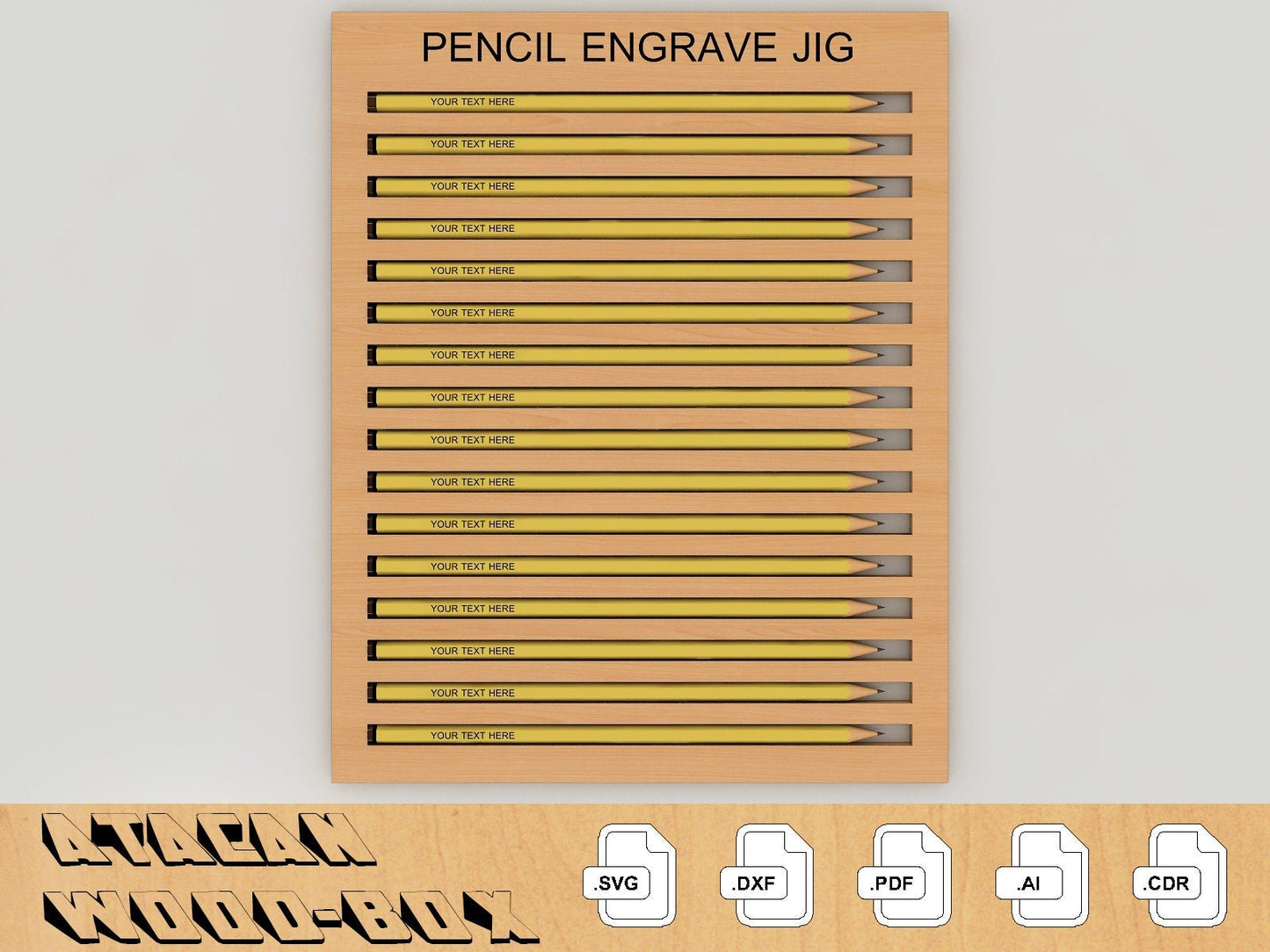 Pencil Jig for Laser Machines / Laser Cut SVG files / Glowforge Pencil Digital Download 182