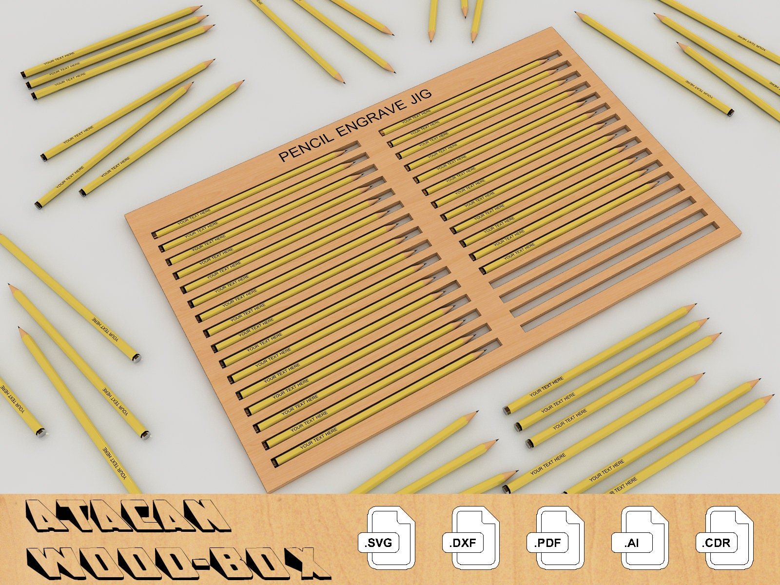 Pencil Jig for Laser Machines / Laser Cut SVG files / Pencil Jig File for Glowforge 181