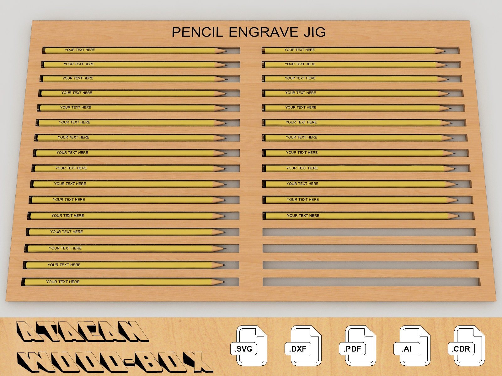 Pencil Jig for Laser Machines / Laser Cut SVG files / Pencil Jig File for Glowforge 181