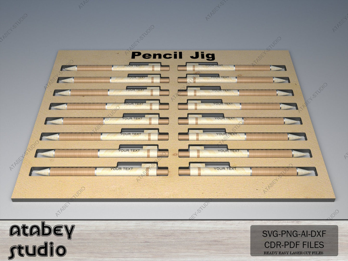 Pencil Jig Laser Cut Template / DIY Laser Ready Pen Jig Template / Engrave Test with Glowforge SVG, DXF Ai Cdr 555