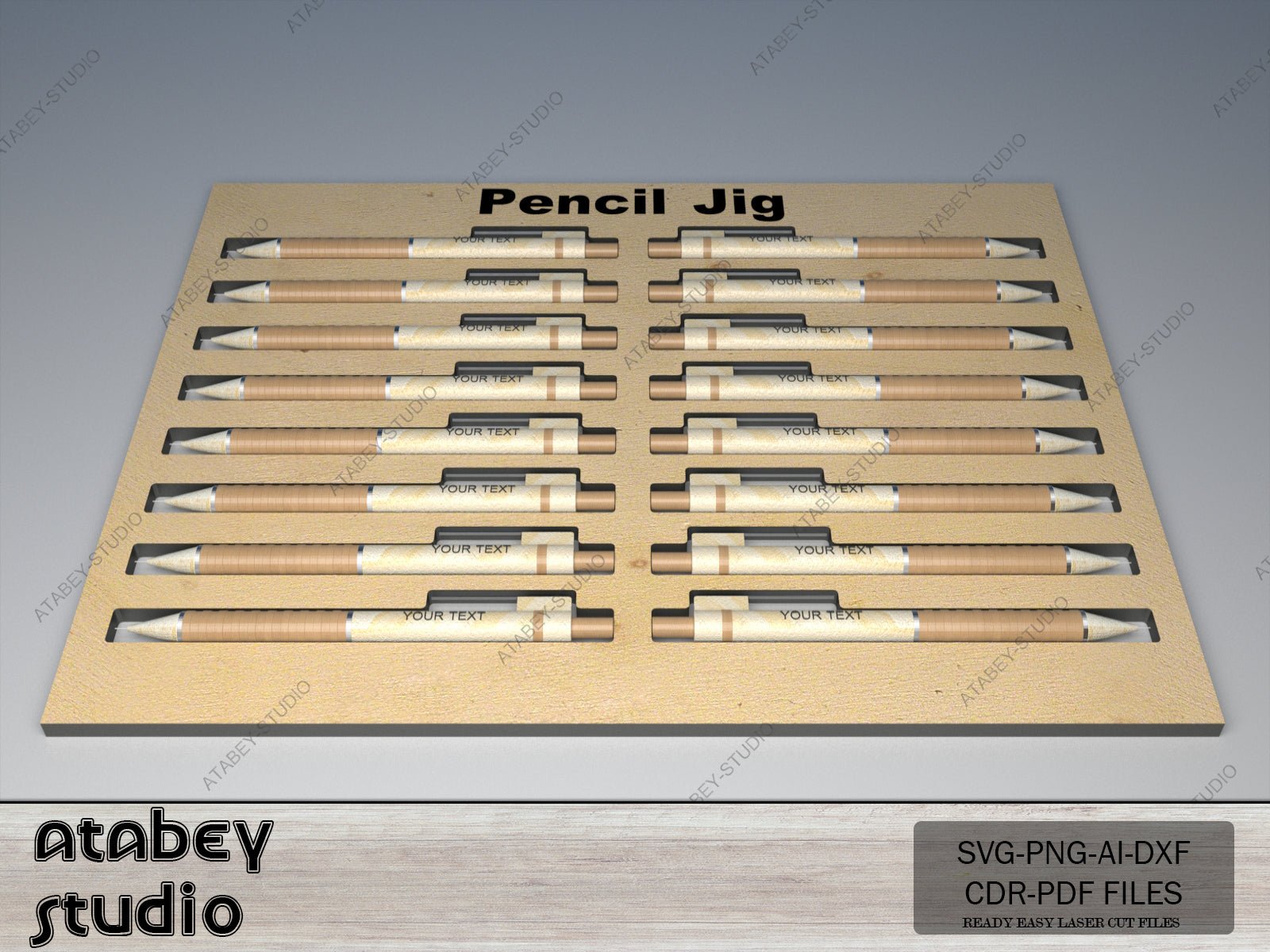 Pencil Jig Laser Cut Template / DIY Laser Ready Pen Jig Template / Engrave Test with Glowforge SVG, DXF Ai Cdr 555