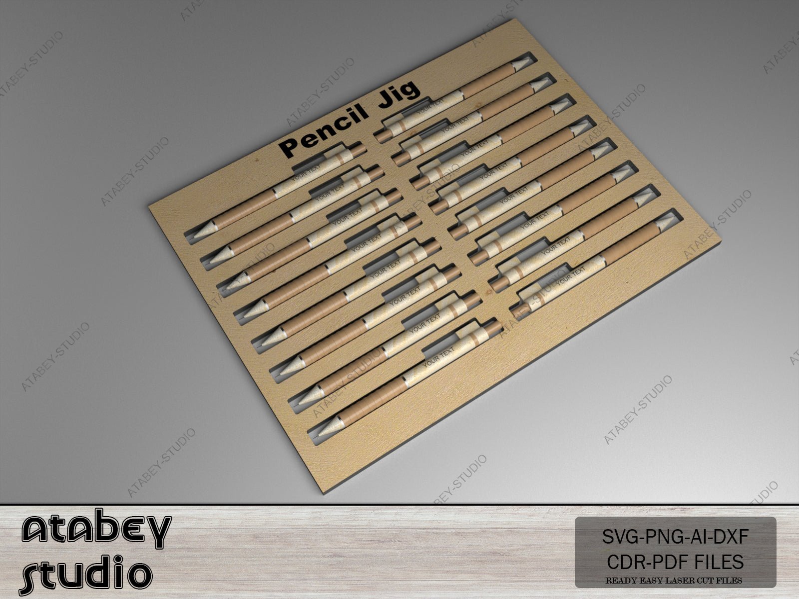 Pencil Jig Laser Cut Template / DIY Laser Ready Pen Jig Template / Engrave Test with Glowforge SVG, DXF Ai Cdr 555