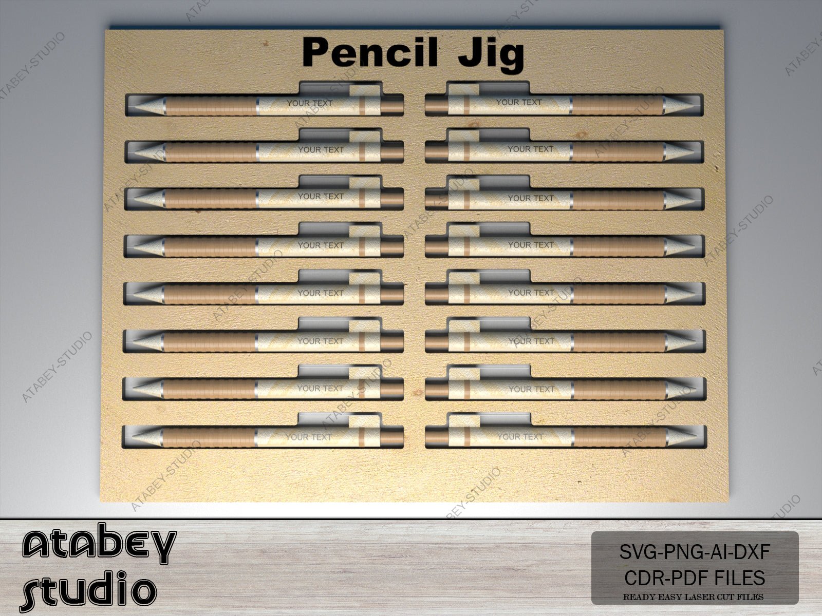 Pencil Jig Laser Cut Template / DIY Laser Ready Pen Jig Template / Engrave Test with Glowforge SVG, DXF Ai Cdr 555