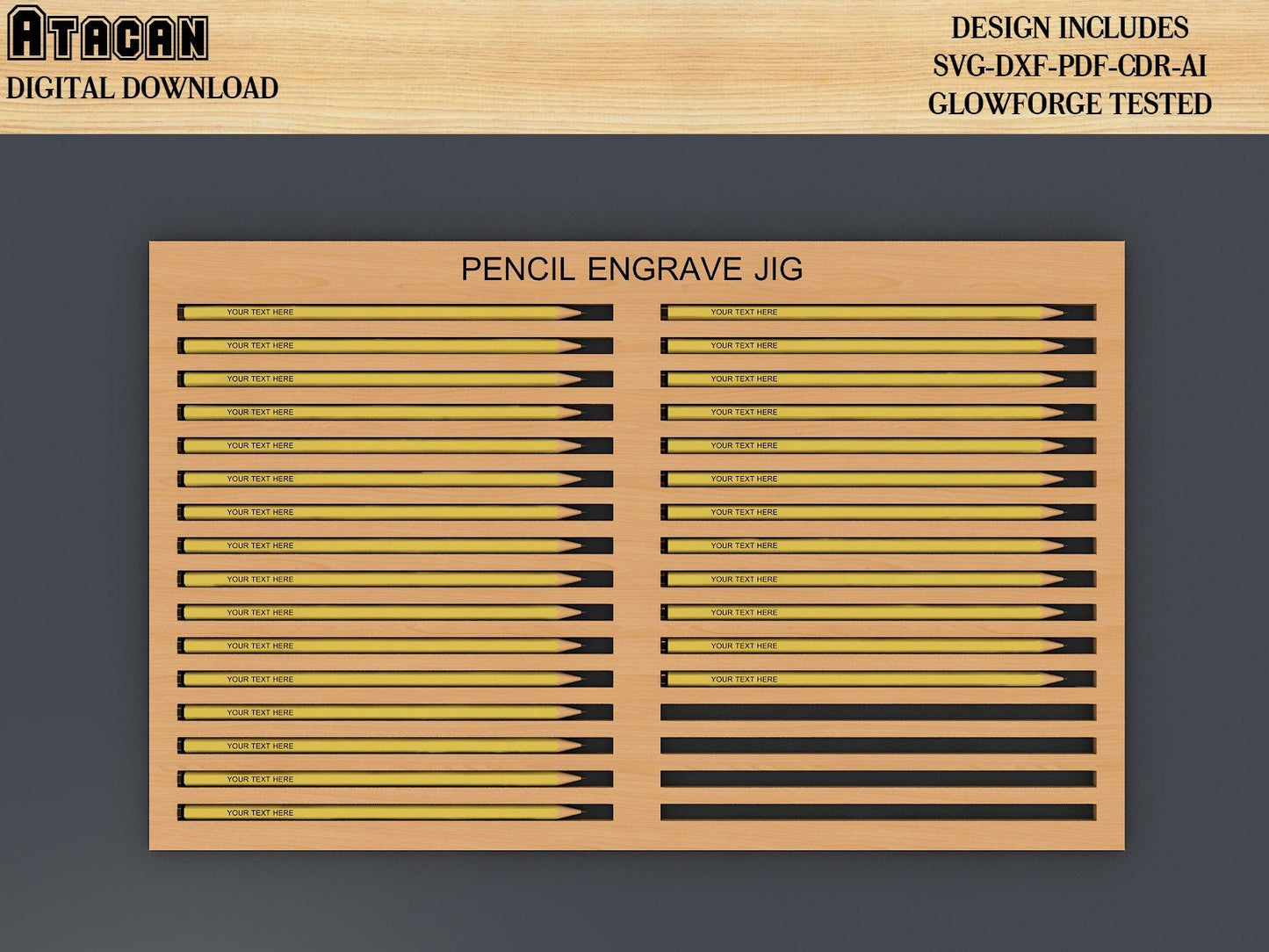 Pencil Jig SVG File / Digital Pencil Jig File / Easy to use Glowforge files and laser cut files 365