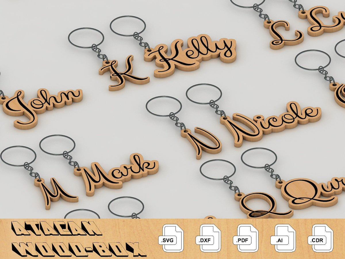 Designer Names Svg Personalised Name SVG cut files - Names Keychain bundle - Glowforge Di ...