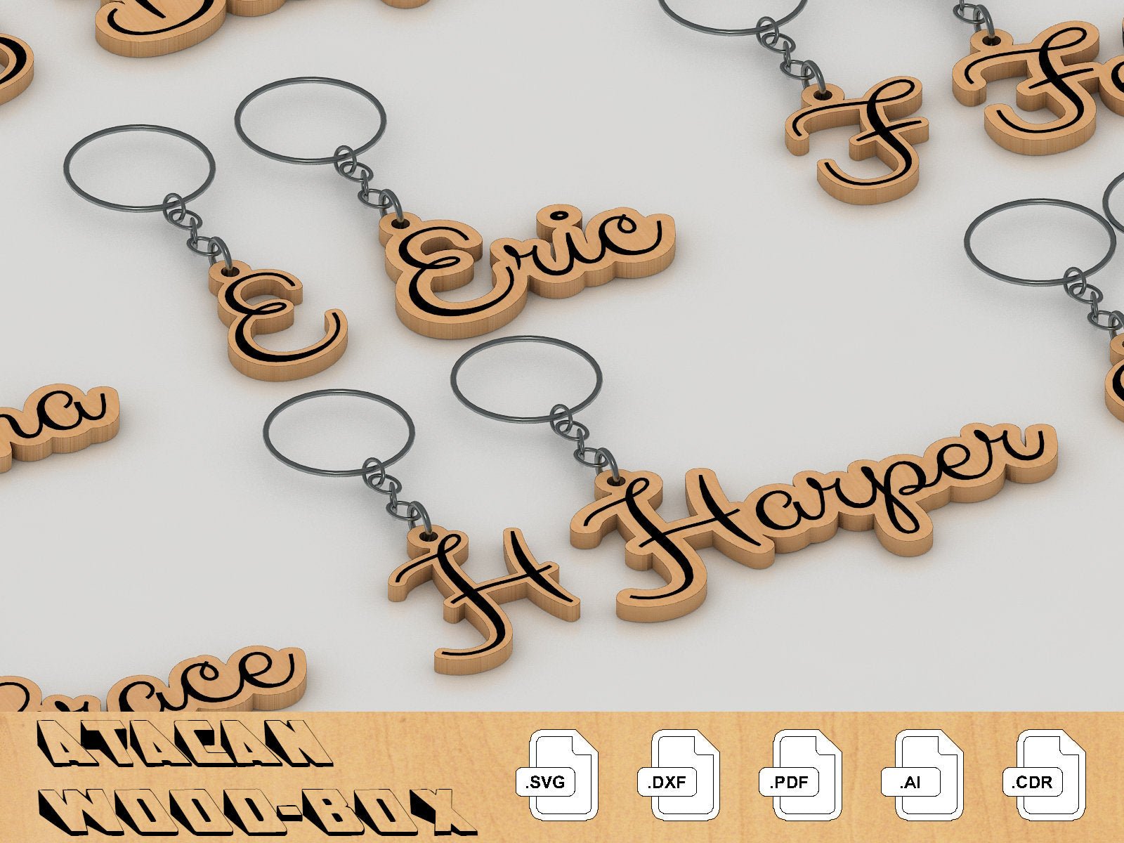 Designer Names Svg Personalised Name SVG cut files - Names Keychain bundle - Glowforge Di ...