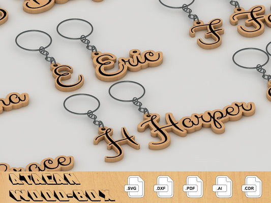 Personalised Name SVG cut files - Names Keychain bundle - Glowforge Digital Download 206