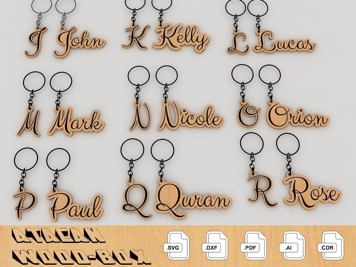 Designer Names Svg Personalised Name SVG cut files - Names Keychain bundle - Glowforge Di ...