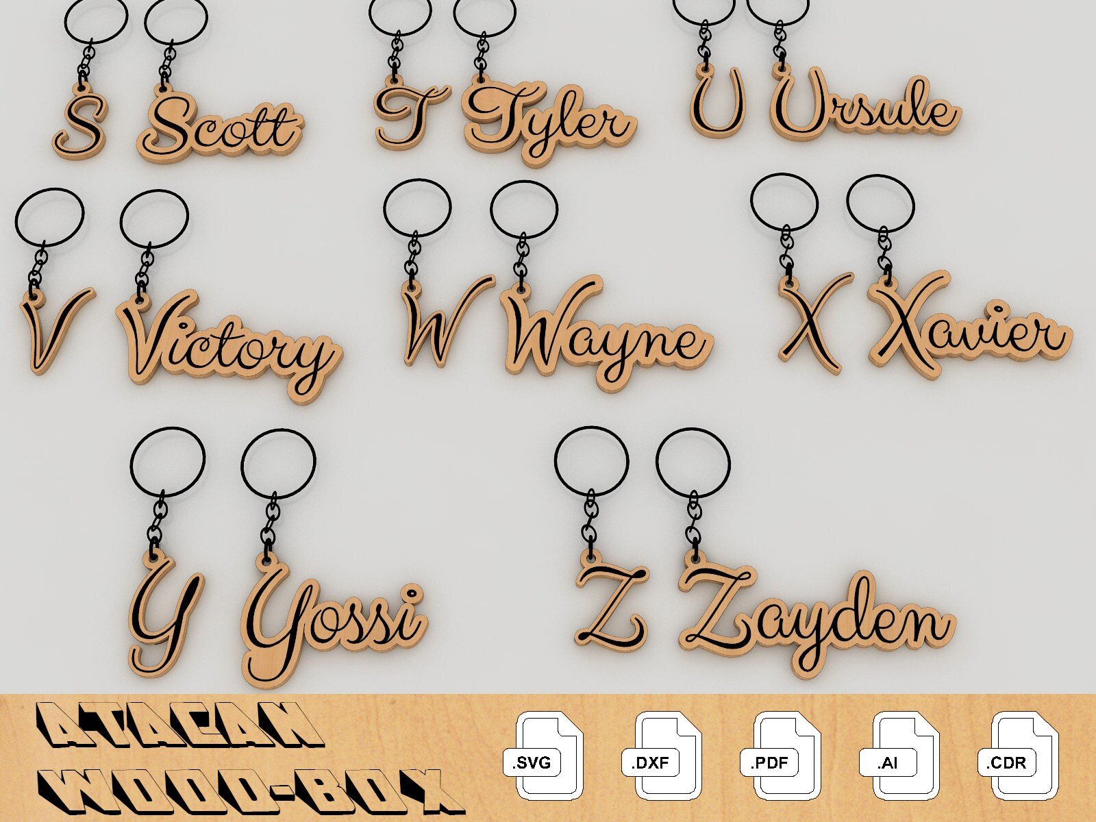 Personalised Name SVG cut files - Names Keychain bundle - Glowforge Digital Download 206