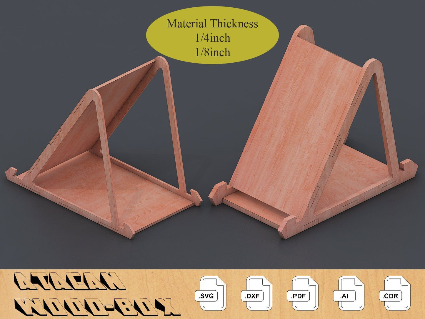 Phone Stand Laser cut file / Phone holder SVG file / Pic stand for desk / SVG file for Glowforge 261