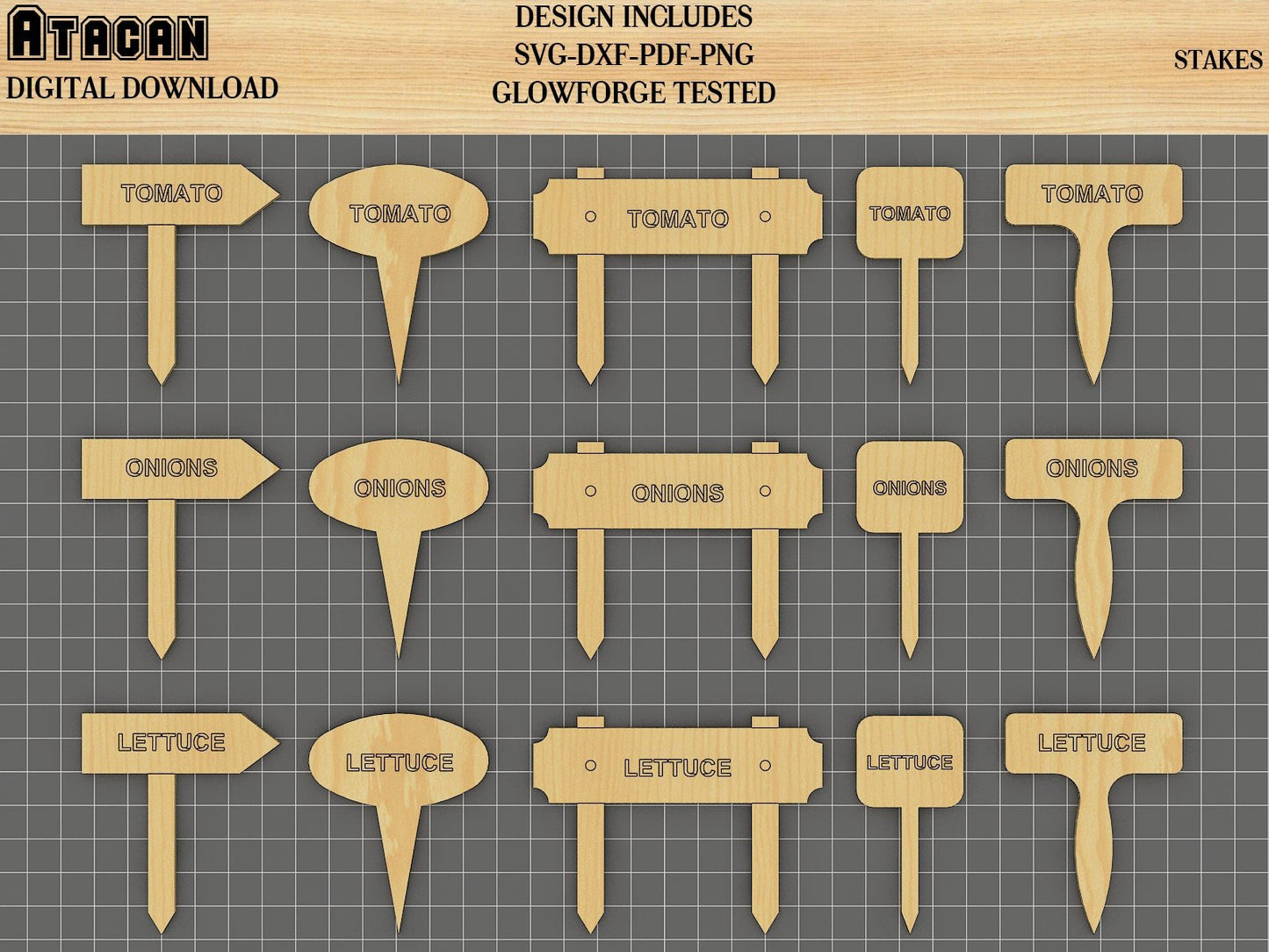 Plant marker SVG laser cut files, Plant Stakes Bundle, Garden Markers Glowforge Tested 245
