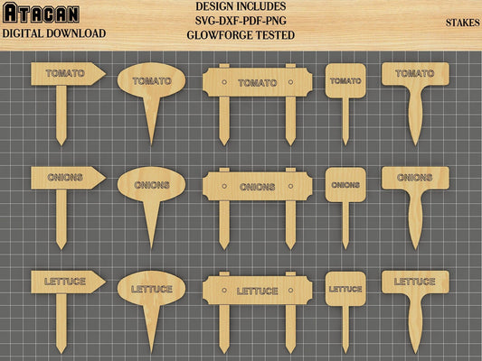 Plant marker SVG laser cut files, Plant Stakes Bundle, Garden Markers Glowforge Tested 245