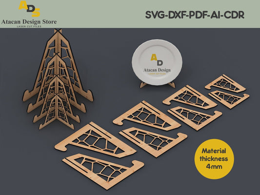 Plate Stand template / Glowforge ready / laser cut file / Digital Download ADS064