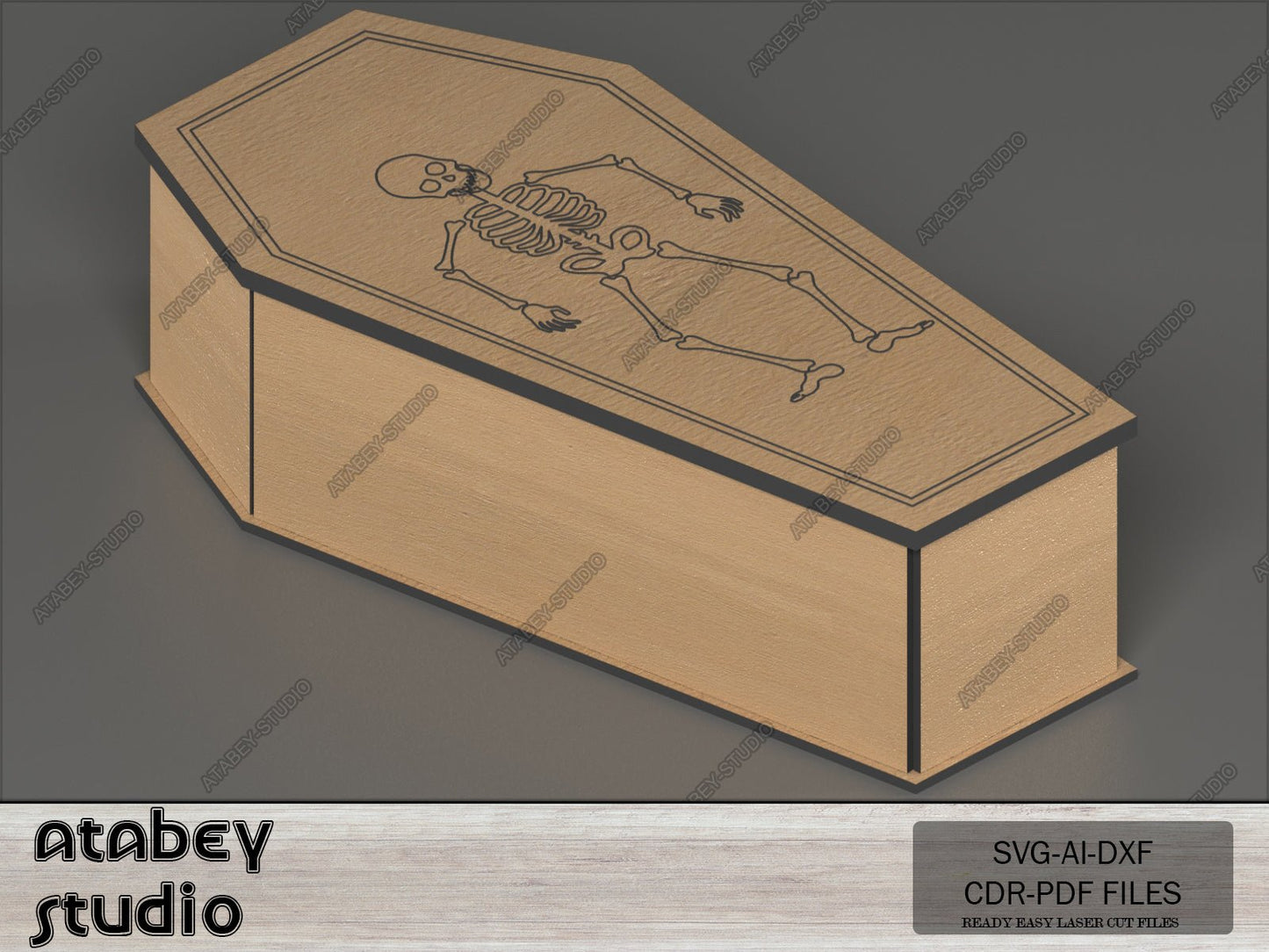 Plywood Coffin with Lid - Coffins Design Halloween Decoration, Simple Assembly - Multiple Thickness Options
