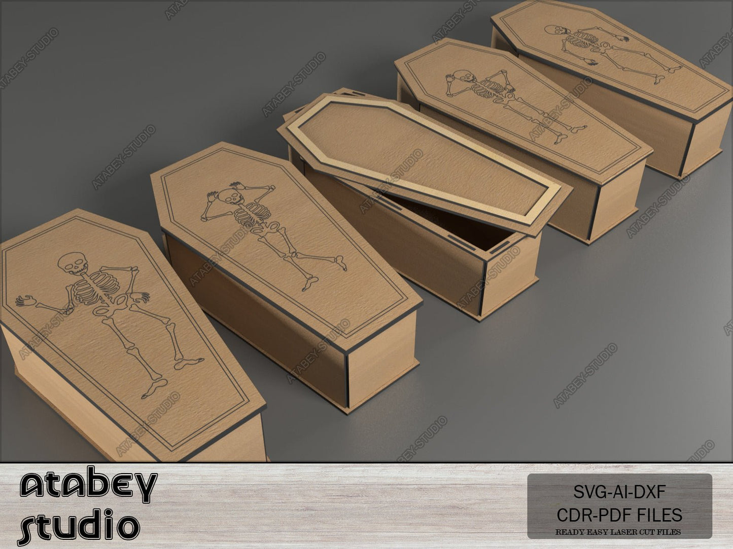 Plywood Coffin with Lid - Coffins Design Halloween Decoration, Simple Assembly - Multiple Thickness Options