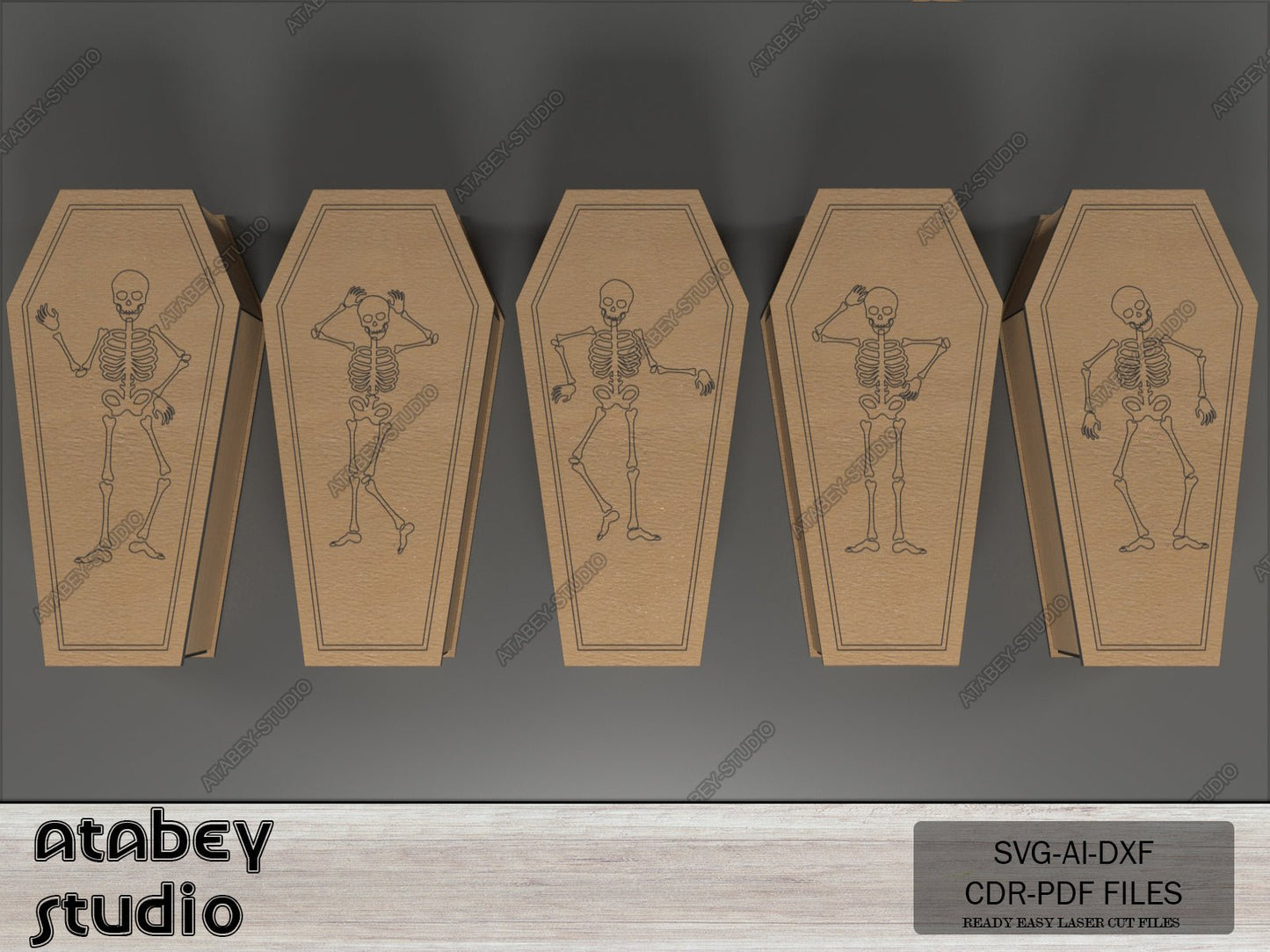 Plywood Coffin with Lid - Coffins Design Halloween Decoration, Simple Assembly - Multiple Thickness Options