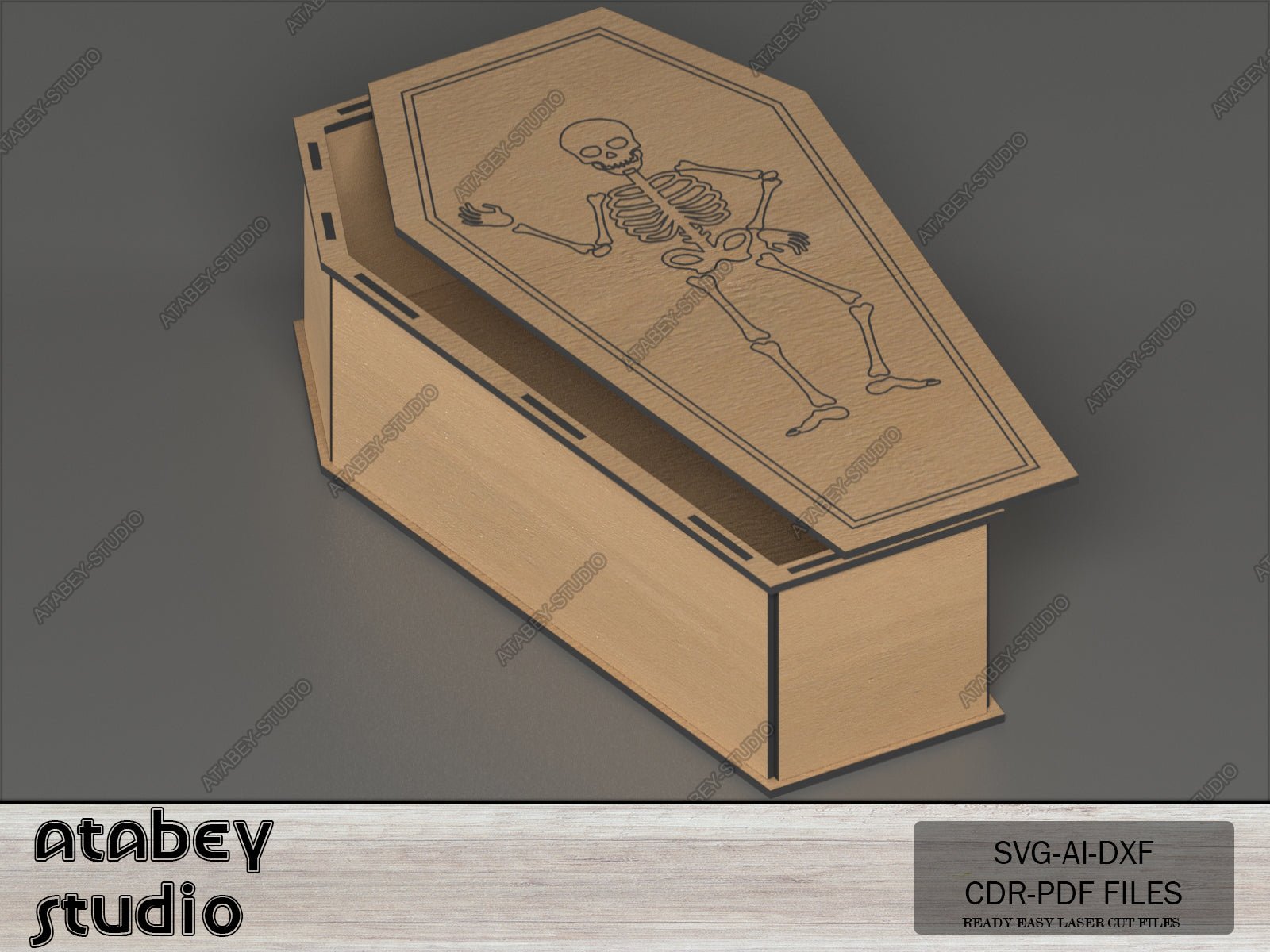 Plywood Coffin with Lid - Coffins Design Halloween Decoration, Simple Assembly - Multiple Thickness Options