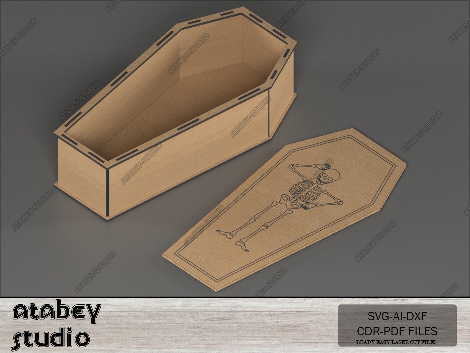 Plywood Coffin with Lid - Coffins Design Halloween Decoration, Simple Assembly - Multiple Thickness Options