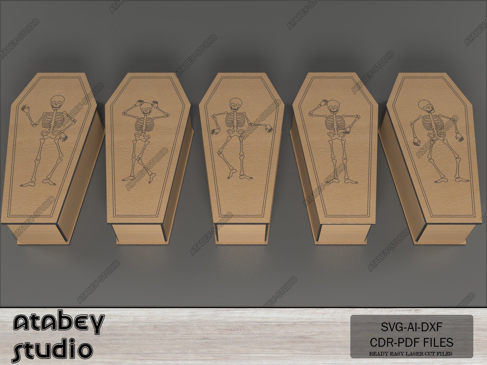 Plywood Coffin with Lid - Coffins Design Halloween Decoration, Simple Assembly - Multiple Thickness Options