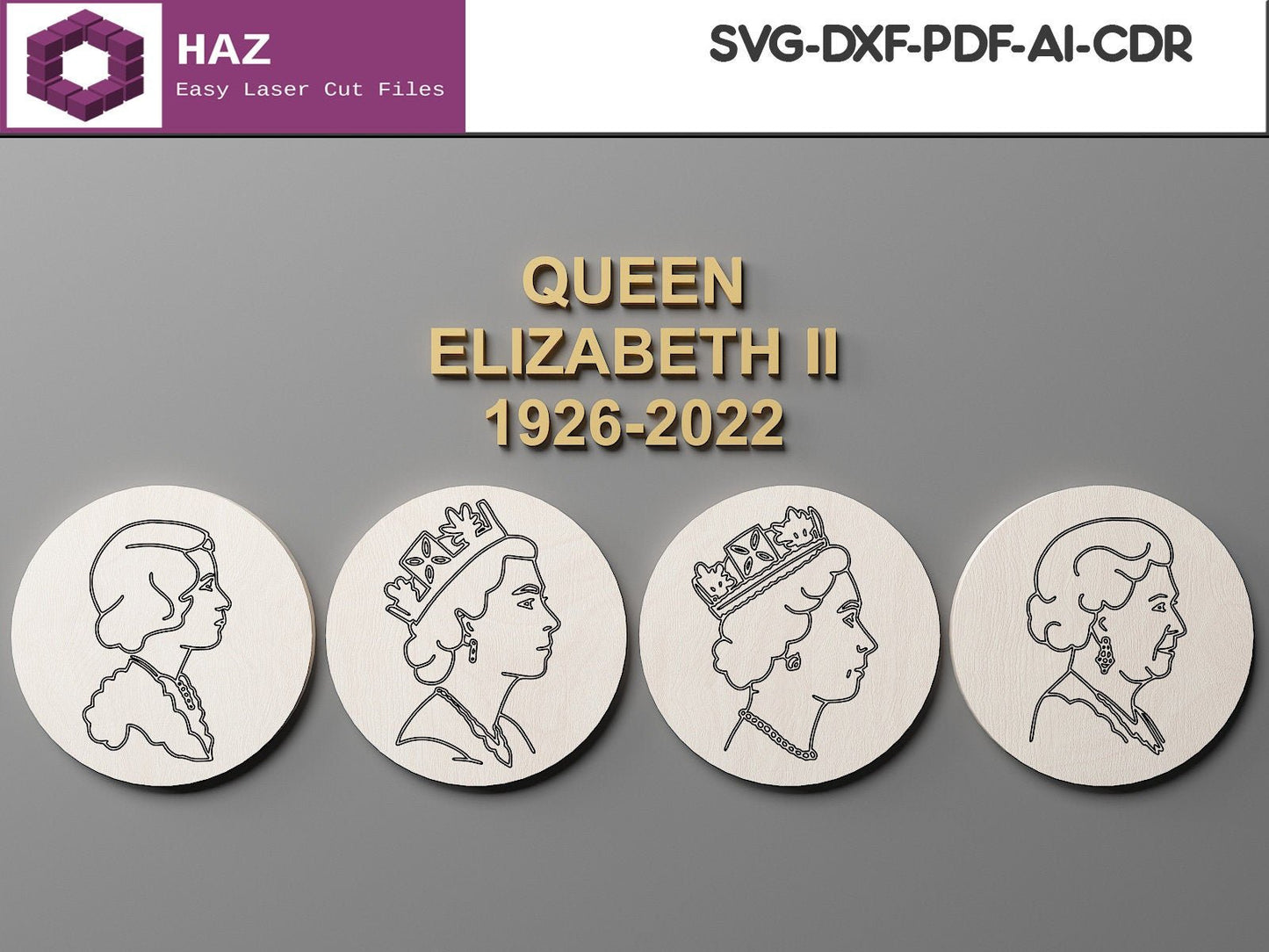 Queen Elizabeth / Platinum Jubilee / Queen of England / Elizabeth Windsor Dxf Svg Ai Cdr 010