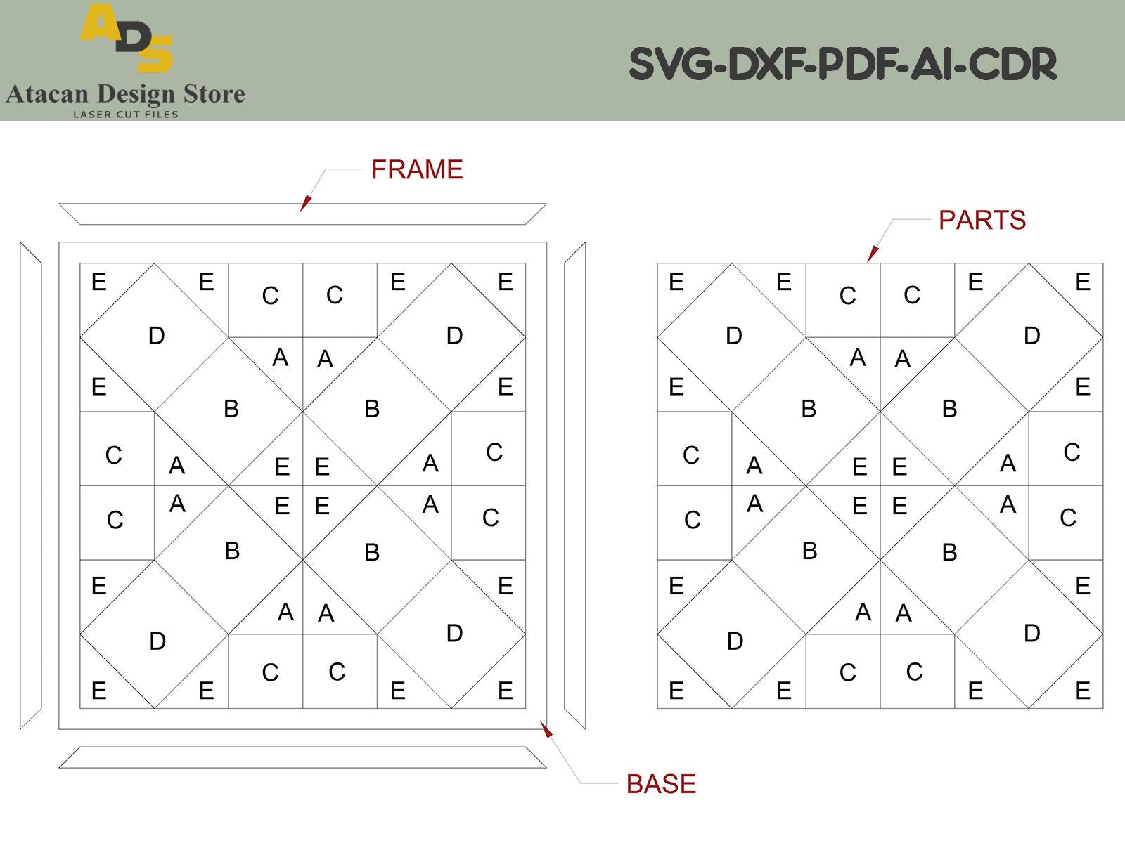 Quilt Block Svg Cut File / Farmhouse Design / Simple Barn Quilts / Barn Pattern Files ADS134