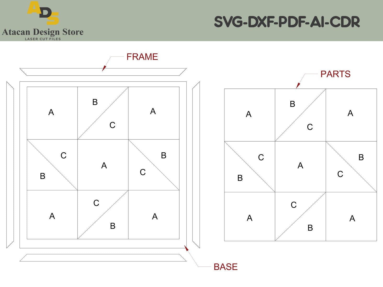 Quilt Block Svg Cut File / Farmhouse Design / Simple Barn Quilts / Barn Pattern Files ADS134