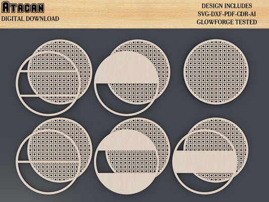 Rattan cane Door Hanger Bundle / Rattan Patterned Door Hanger Laser cut Svg files / Welcome Sign / Digital Vector files 405