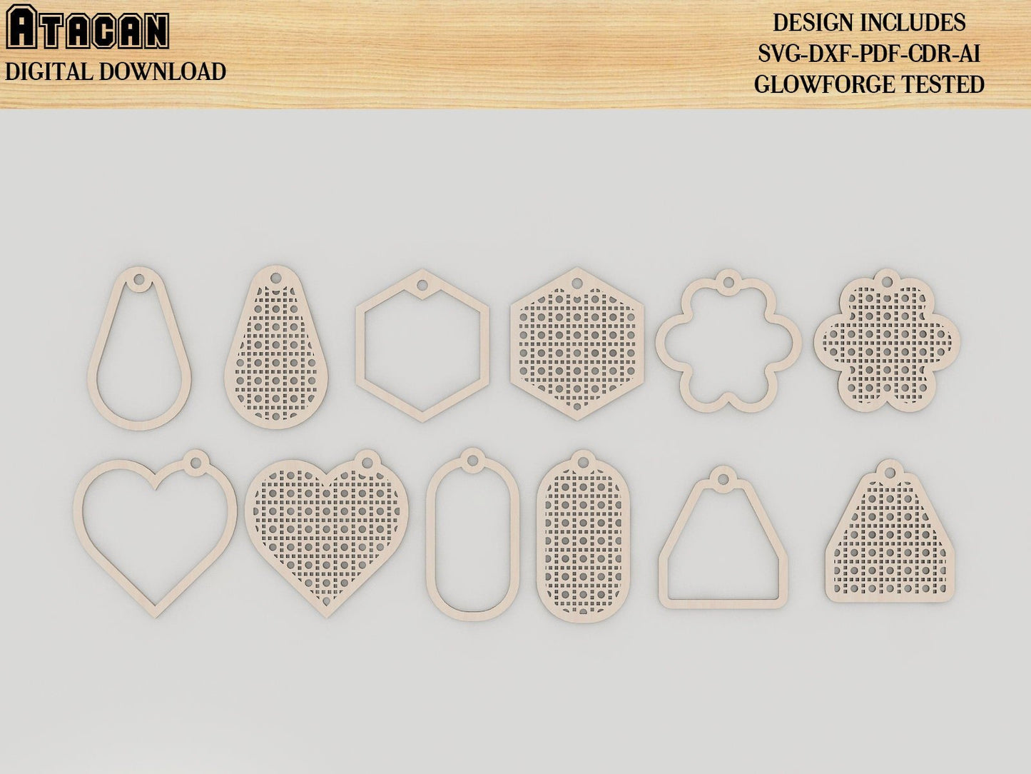 Rattan cane Keychain Bundle / Rattan Patterned Keychain Laser cut Svg files / Digital Vector files 406