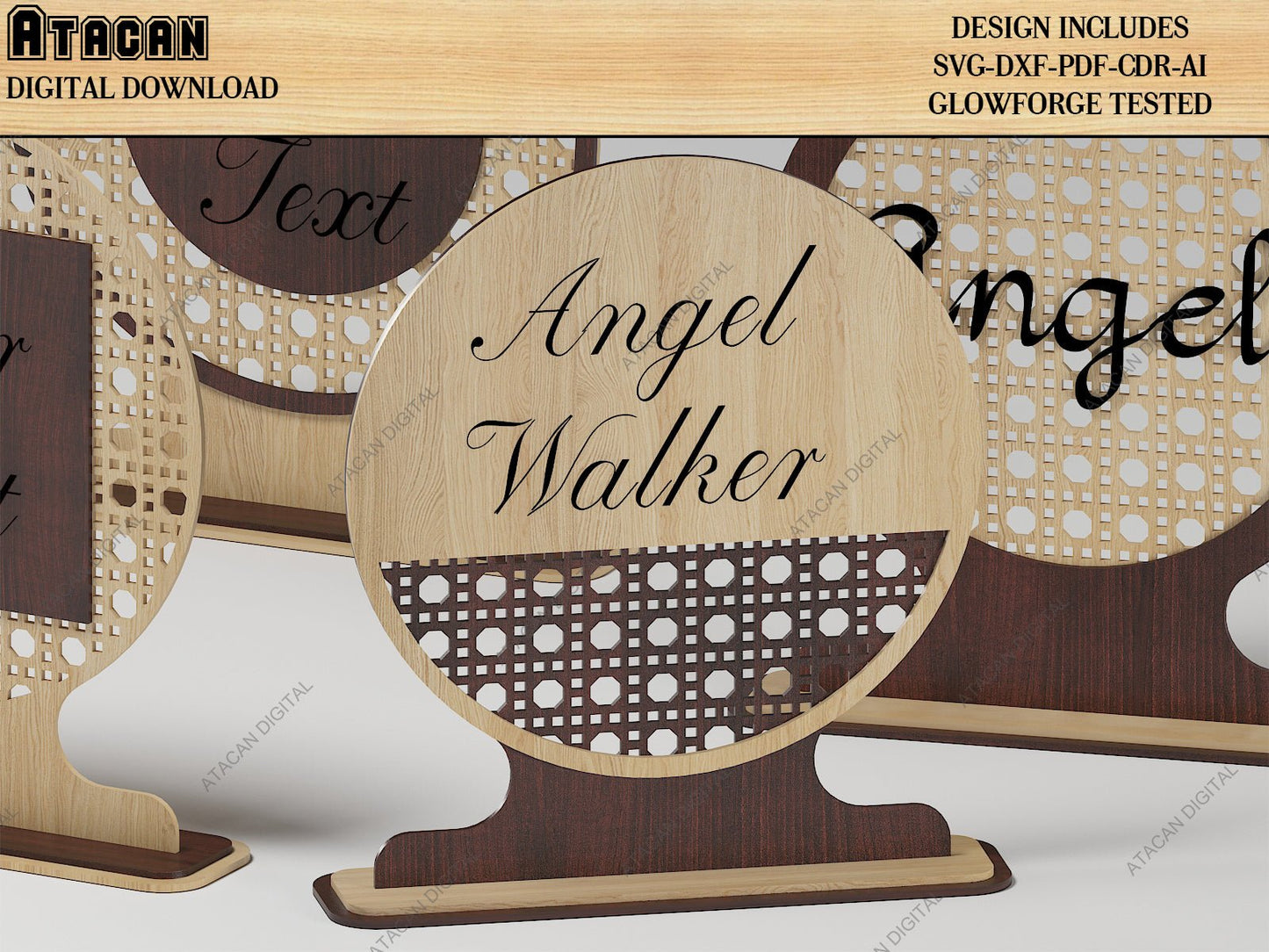 Rattan Cane Sign Backer Bundle / Rattan Cane Arch shape Laser Cut Files / Baby name sign SVG DXF CDR Ai 496