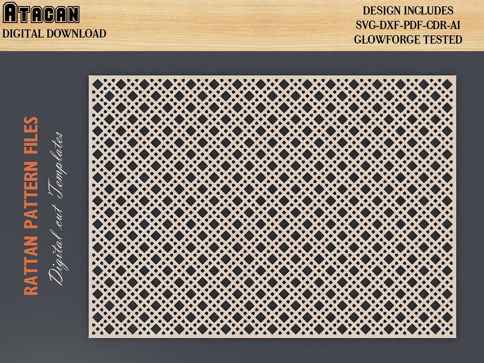 Rattan Cane Weaving Pattern Digital Templates SVG DXF Files Base Foundation Download Laser Cutting GlowForge Silhouette 394