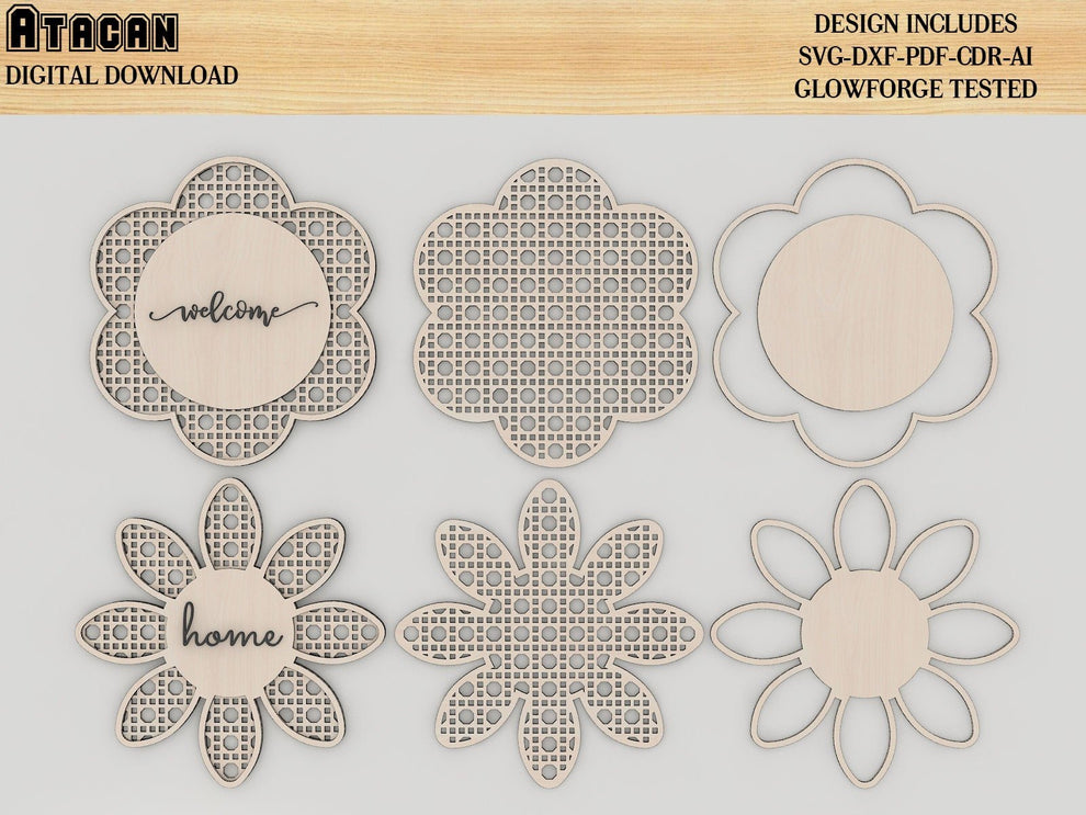 Rattan Flower Digital laser cut file / Boho Rattan Cane Pattern Files ...