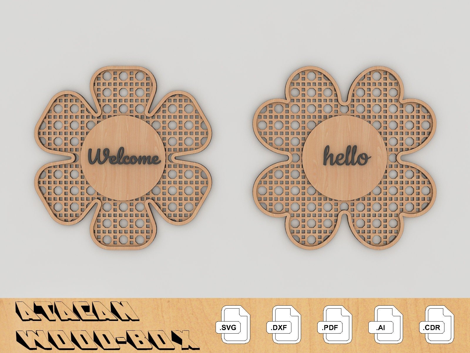 Rattan Flower Digital laser cut file / Boho Rattan Cane Pattern Files / Glowforge Templates 231