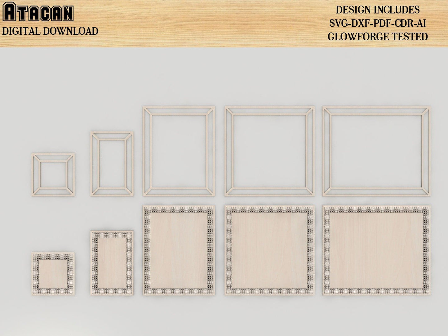 Rattan Frames Bundle SVG - Rattan Frame Digital cut Files - Farmhouse Frame SVG Template 409