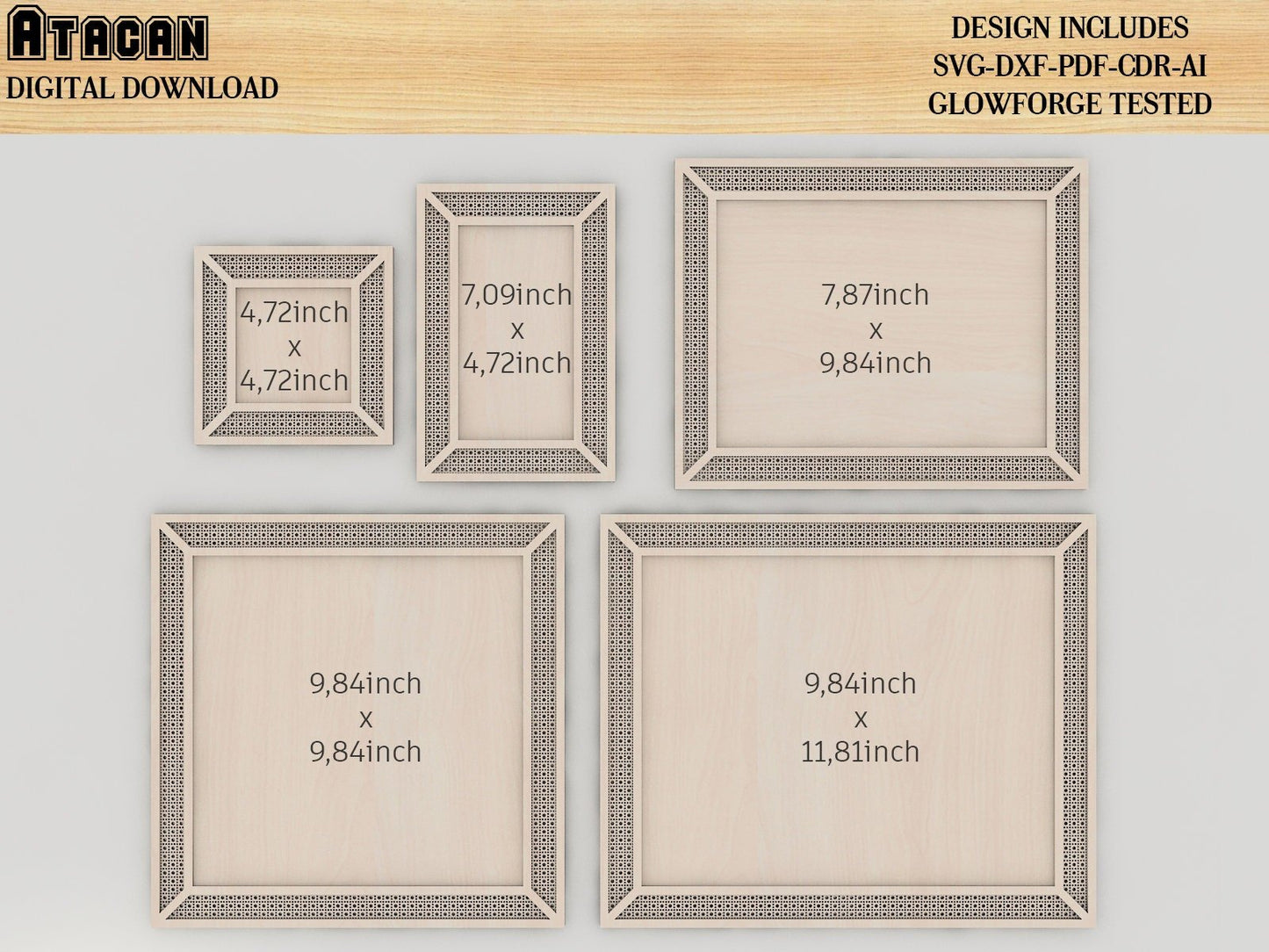 Rattan Frames Bundle SVG - Rattan Frame Digital cut Files - Farmhouse Frame SVG Template 409