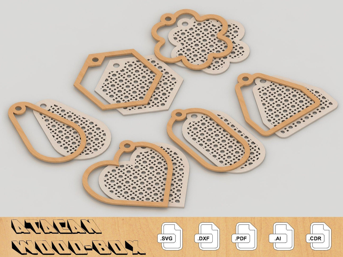 Rattan Keychain Cutting Templates, Rattan cane Keychain SVG files, Glowforge Cut Files 247