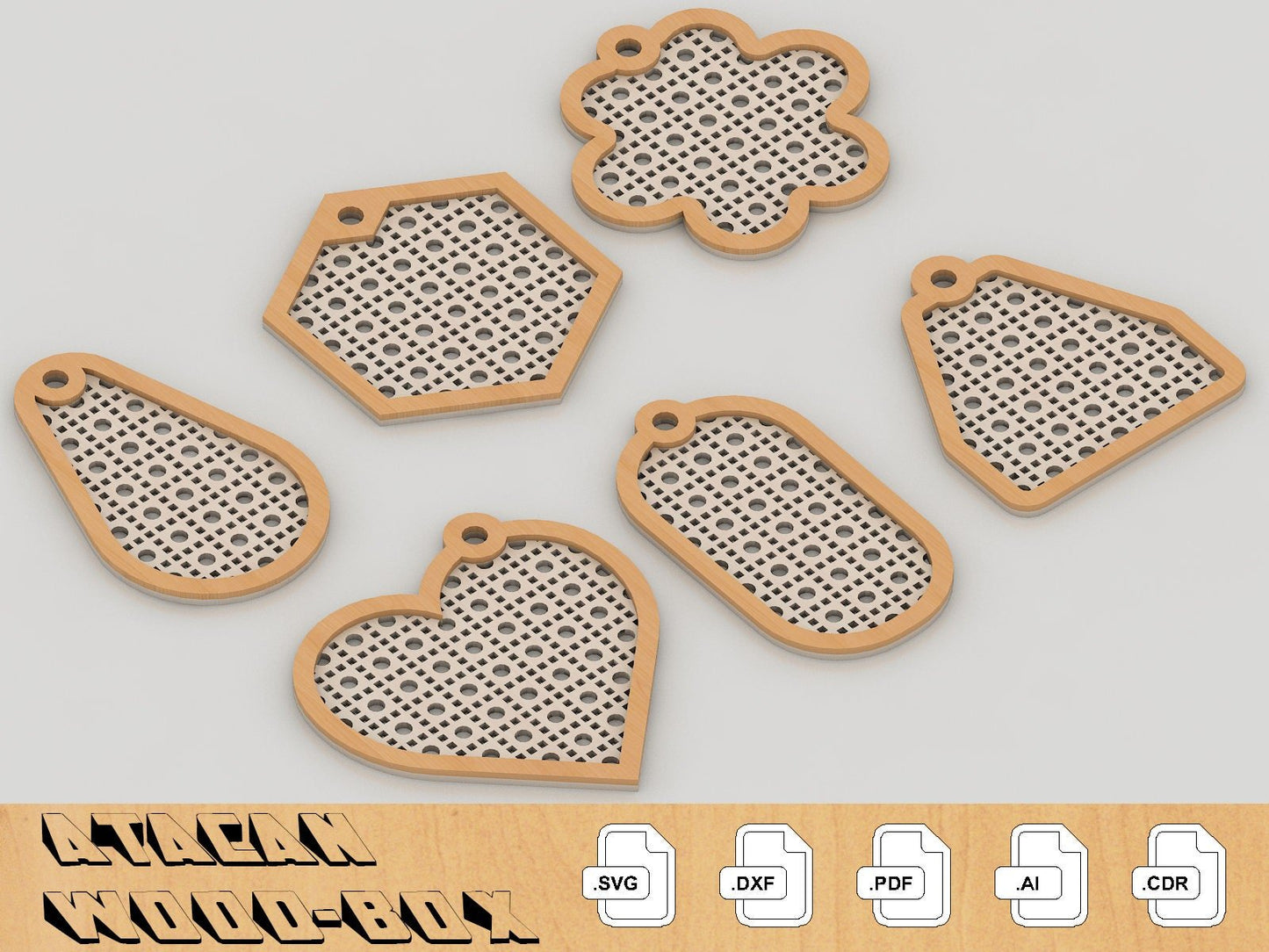 Rattan Keychain Cutting Templates, Rattan cane Keychain SVG files, Glowforge Cut Files 247