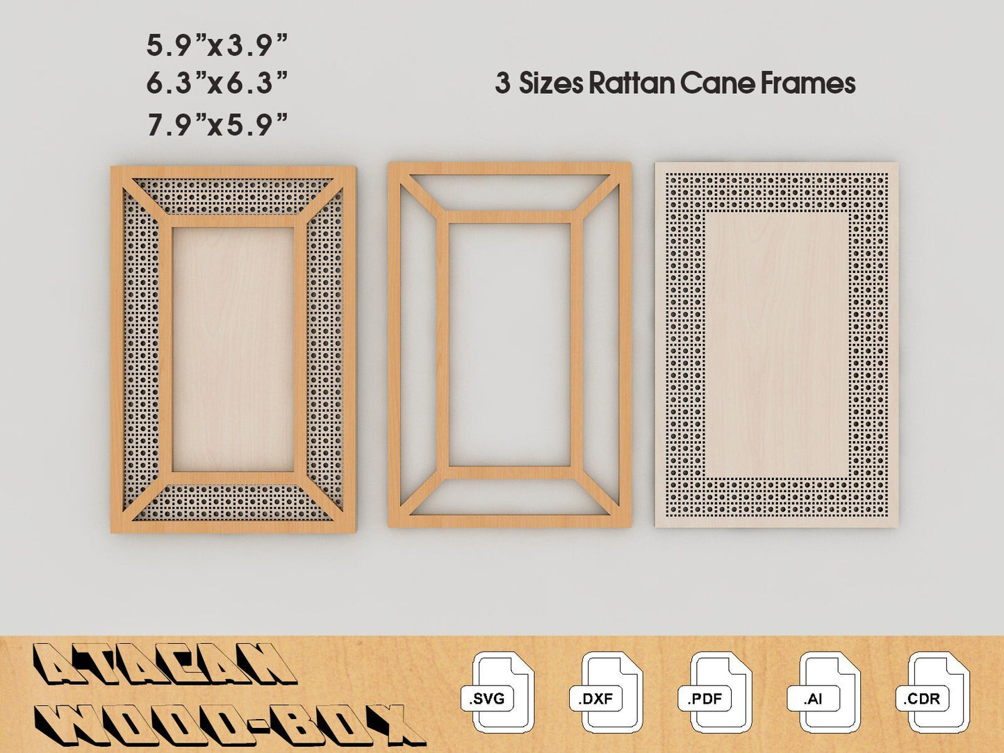 Rattan Look Frame Collection - Boho Rattan SVG Cut File - Laser Cut File for Glowforge 241