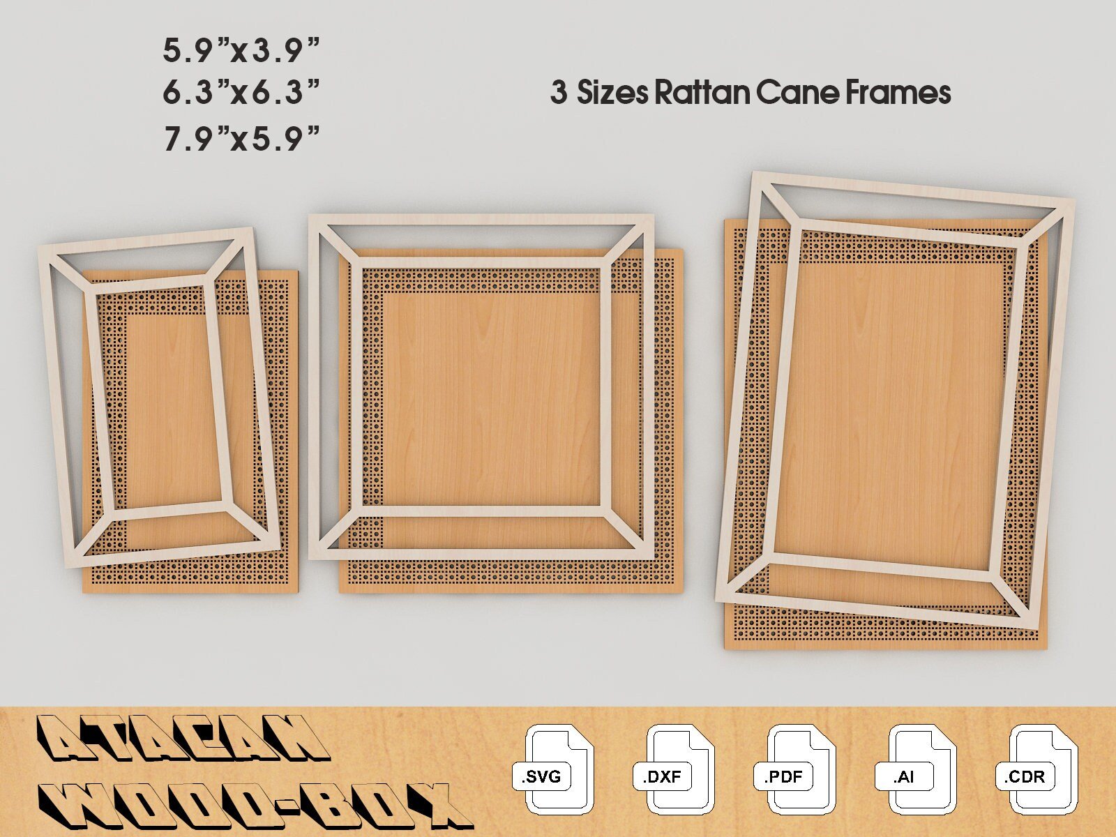 Rattan Look Frame Collection - Boho Rattan SVG Cut File - Laser Cut File for Glowforge 241