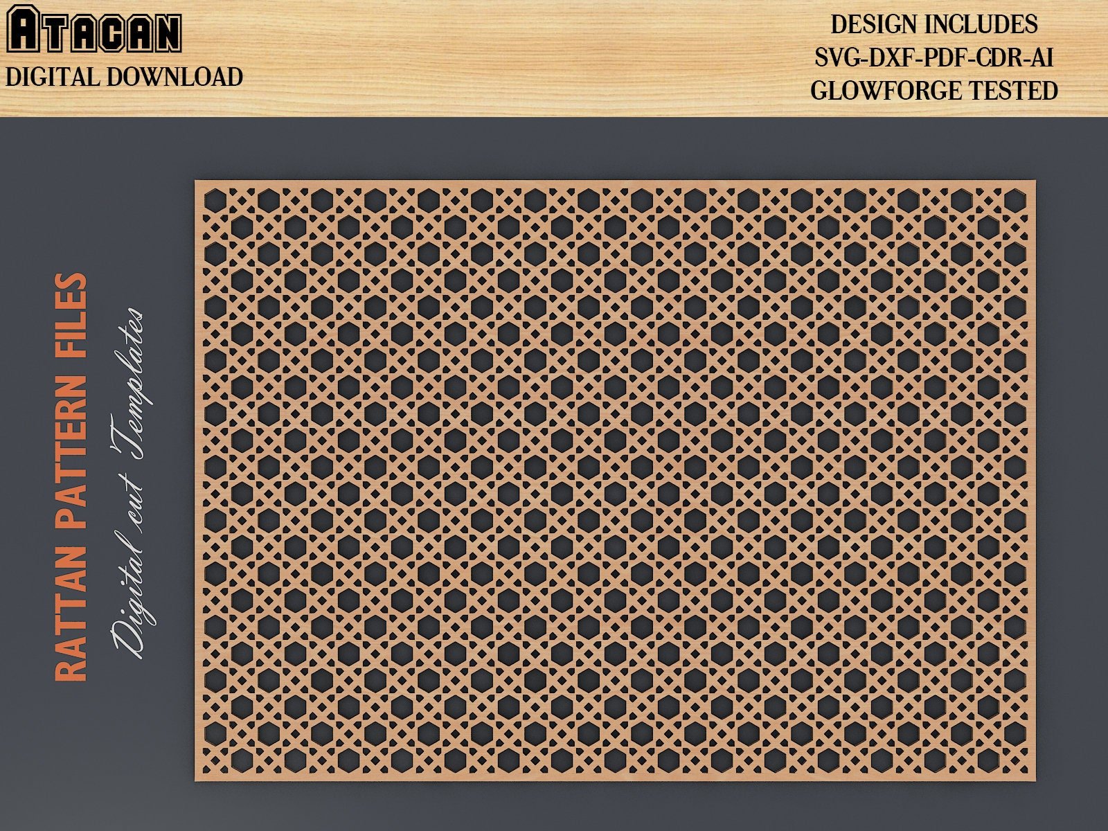 Rattan Pattern SVG / Cane Weave SVG / Glowforge File / Laser SVG File 393