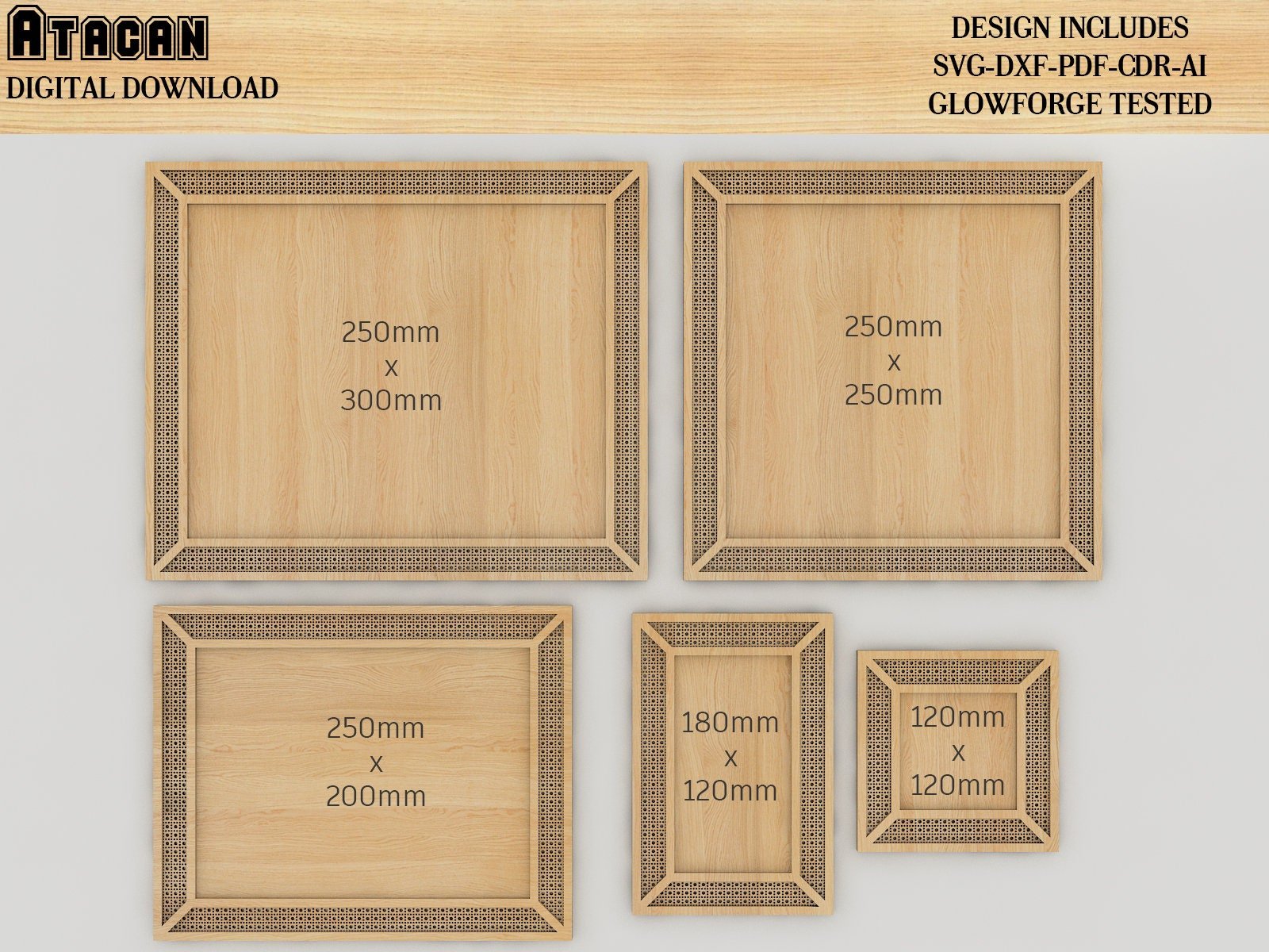 Rattan Square Frame / Rattan Rectangle Frame / Rattan Frames Bundle La ...