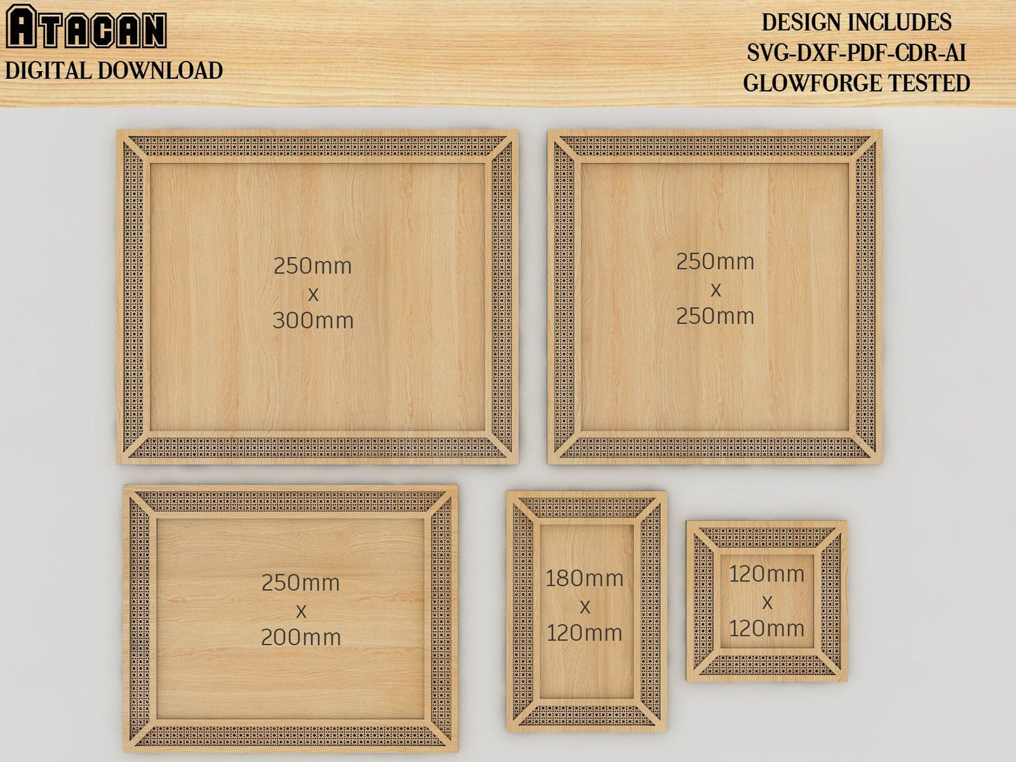 Rattan Square Frame / Rattan Rectangle Frame / Rattan Frames Bundle Laser cut SVG files 410