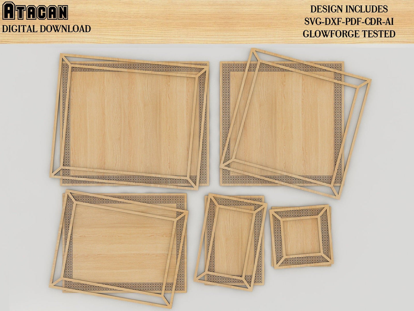 Rattan Square Frame / Rattan Rectangle Frame / Rattan Frames Bundle Laser cut SVG files 410